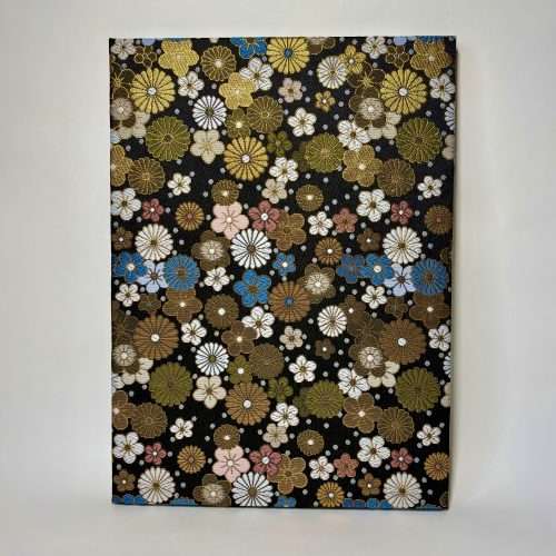 decorative japanese brocade panel with chrysanthemum and plum motif