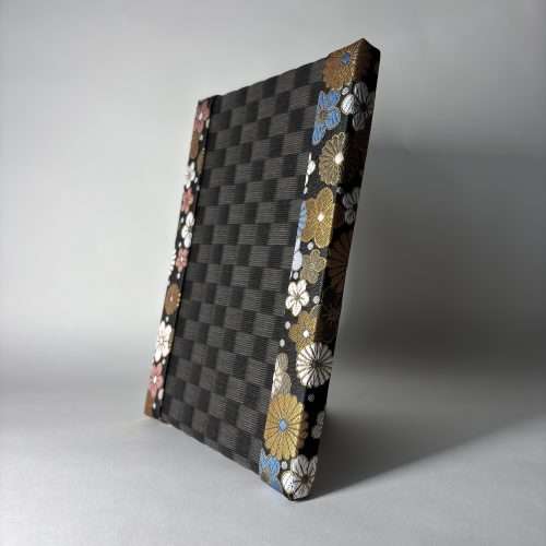 Traditional Japanese handmade mini tatami mat with bright chrysanthemum and plum motif